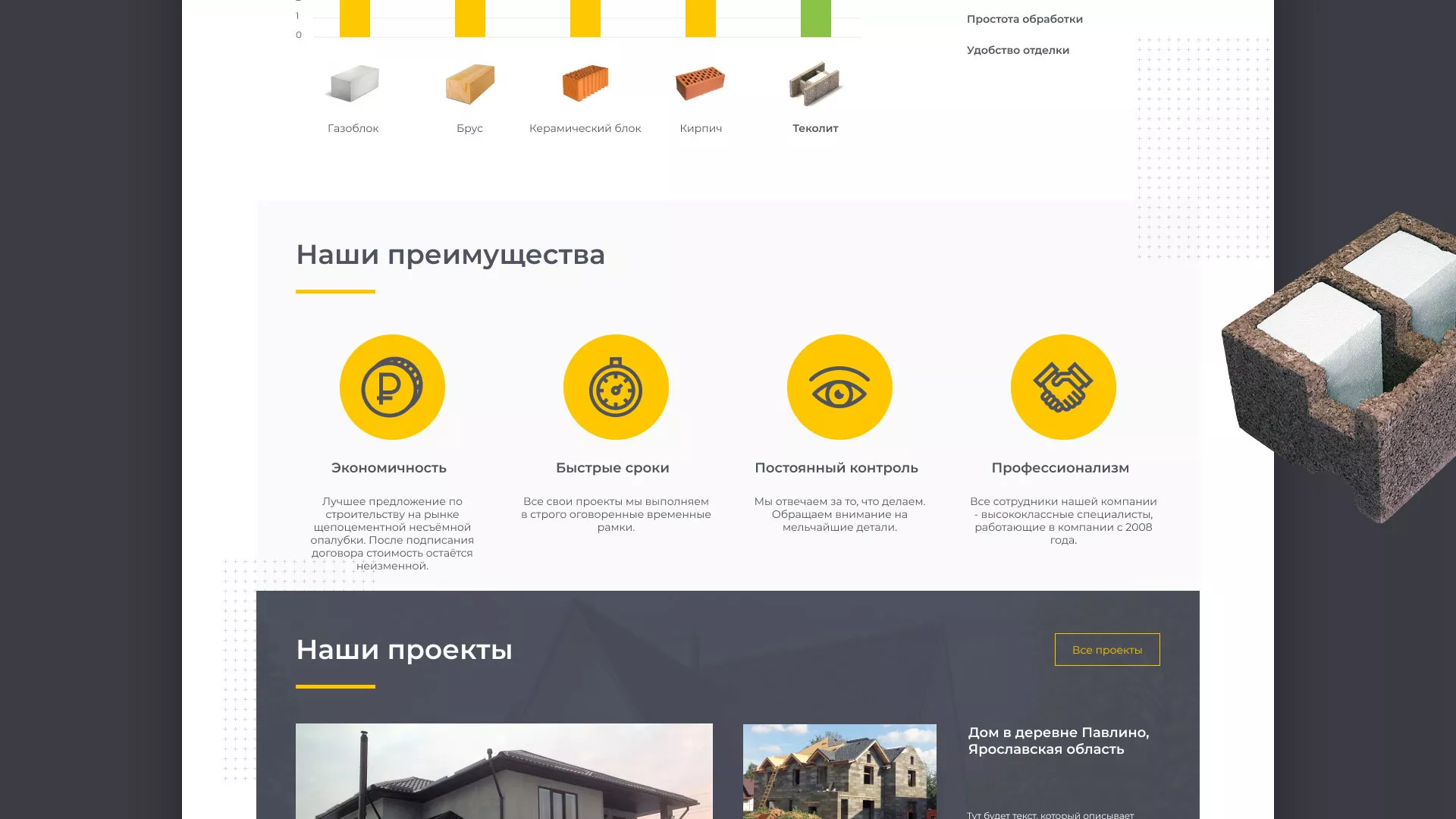 Создание сайта для строительной компании «ЭКОДОМ» в Коломне